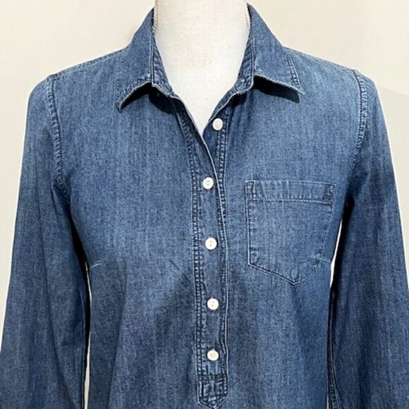 J. Crew Blue Denim Chambray Tunic Shirt Dress - Picture 2 of 4